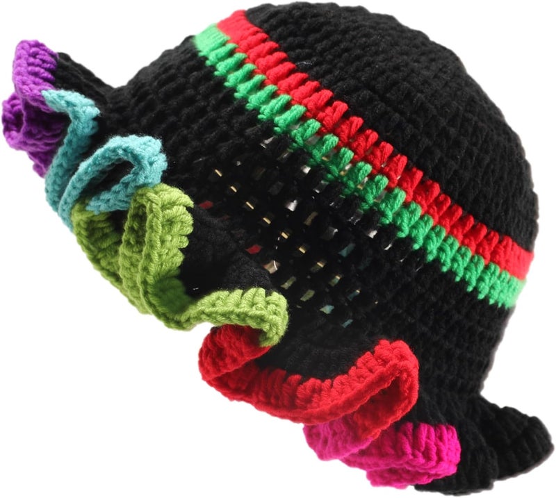 Ahouws Crochet Bucket Hat Women Trendy Knit Floppy Cap Cute Boho Handmade Beanies Outdoor Boho Travel Fishing Hat - Image 1